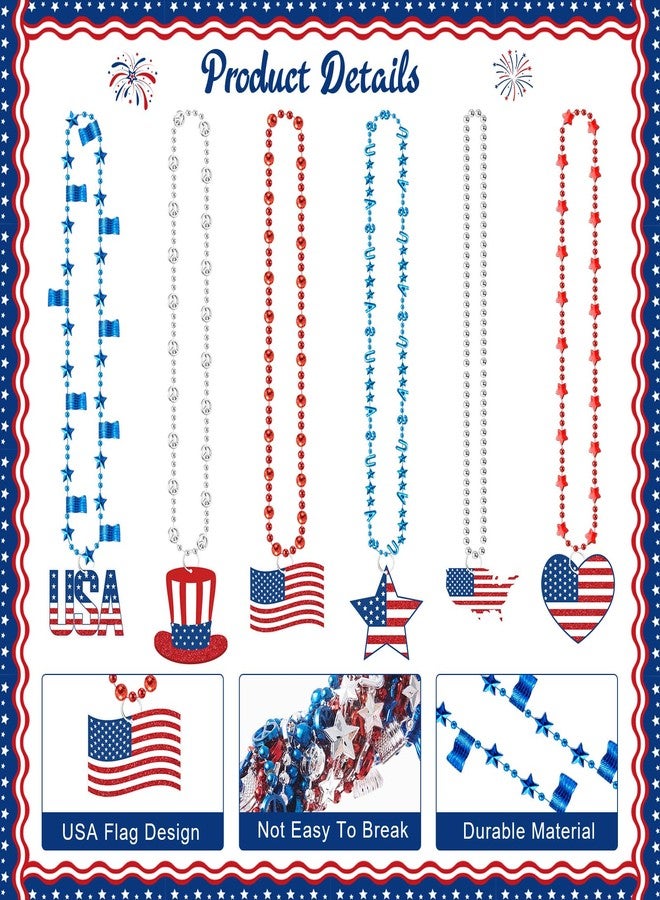 Ecation 118 Pcs Patriotic Necklaces & Pendants Bulk Set - Red White Blue USA Bead Jewelry for Veterans Day, Memorial Day, July 4th, America Celebration for 250, Parade Party - Image 3